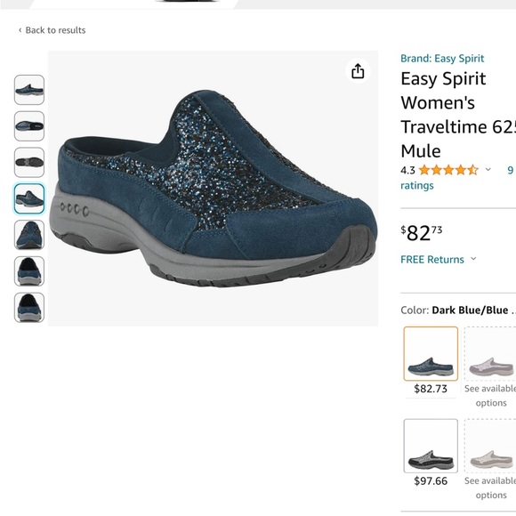 New in the box 10 WW Gorgeous Blue Sparkle Easy Spirits Mules, Clogs Easy Spirit - Picture 8 of 8